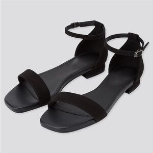 Uniqlo Comfort Black Ankle Strap Flat Sandals